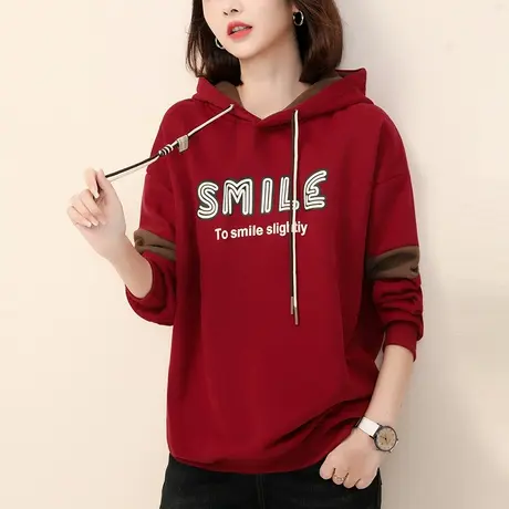 新品8.5折】美式复古连帽印花卫衣宽松时尚高级加绒上衣商品大图