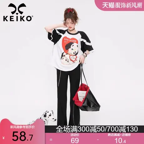 欧美式复古街头插肩短袖t恤女宽松2023夏季百搭甜美纯棉白色上衣图片