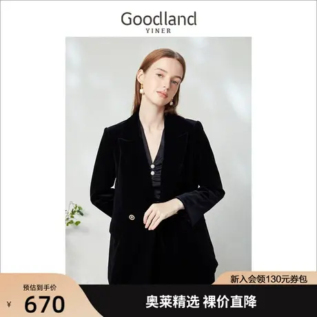 音儿美地女装2023春季新款通勤时尚洋气两粒扣丝绒短外套高级感商品大图