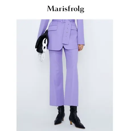 【言选好物】玛丝菲尔冬季新款紫色羊毛阔腿休闲裤西装裤女图片