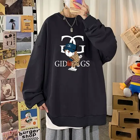 圆领棒球卫衣男秋季新款ins潮牌港风宽松外套情侣哆啦A梦打底衣服商品大图