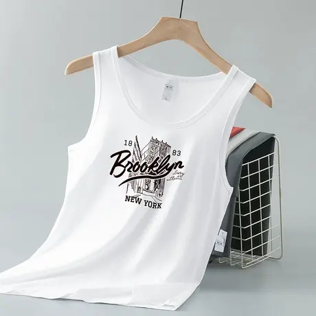 莫代尔白色背心男夏季薄款冰丝凉感运动坎肩健身篮球吊带速干无袖商品大图