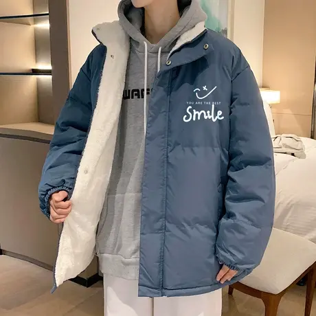 立领棉衣男秋冬季加绒加厚保暖面包服外套男款潮牌港风情侣装棉服商品大图