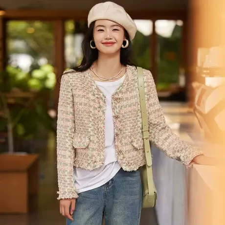 时尚气质小香风短外套2023年夏季新款淑女温柔宽松显瘦通勤上衣图片