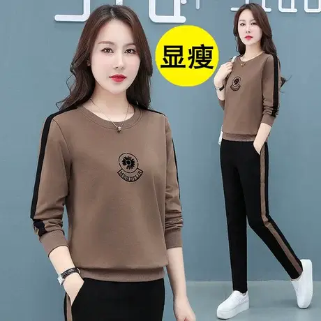 大码女士运动套装女妈妈卫衣女装春秋2023年新款中年休闲服中老年商品大图