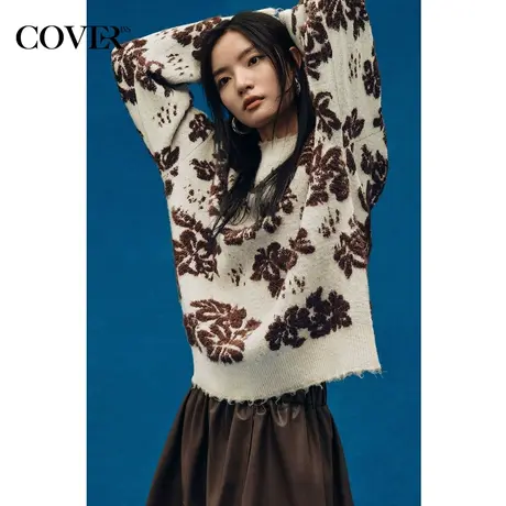 COVER冬季重工绣花设计百搭毛织衫图片