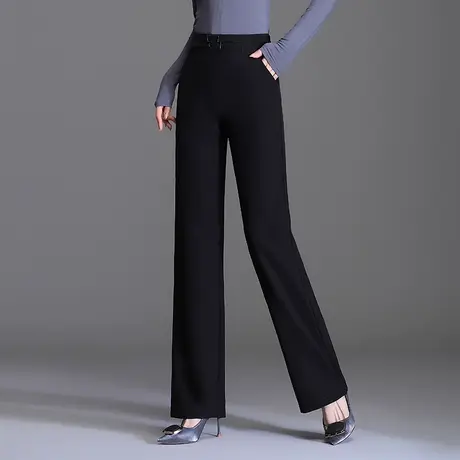 黑色直筒西装裤女秋季2023新款高腰垂感显瘦阔腿裤通勤长裤休闲裤商品大图