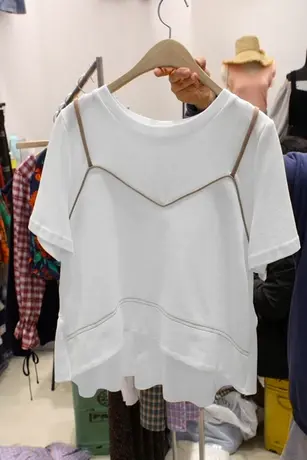 短袖t恤女夏季2020新款韩版宽松ins潮时尚撞色吊带拼接假两件上衣商品大图