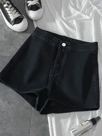 清仓捡漏黑色牛仔短裤女夏2023年新款弹力显瘦百搭辣妹超火高腰商品大图