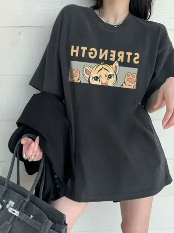 美式ulzzang复古t恤女大码设计感小众纯棉短袖ins潮bf风宽松上衣商品大图