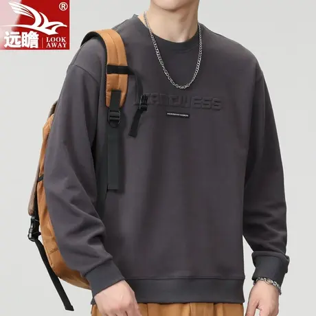 春秋季男士卫衣2023新款美式重磅圆领潮牌宽松长袖T恤男休闲上衣商品大图