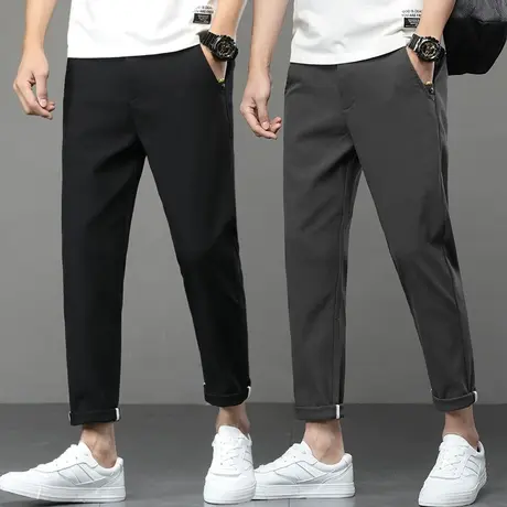 秋季九分男裤上班工作黑色西裤子男士休闲裤直筒宽松西装夏季薄款商品大图