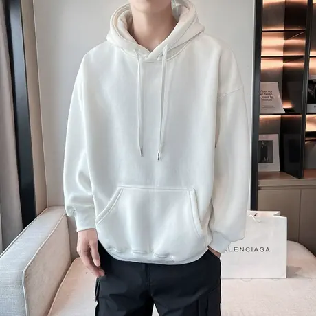 纯色卫衣男秋季2023新款重磅外套情侣美式复古大码宽松连帽上衣服商品大图