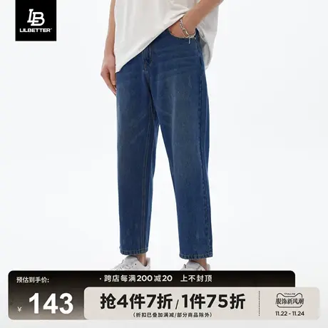 Lilbetter牛仔裤男款九分裤美式街头裤子潮牌男水洗复古直筒裤LB商品大图