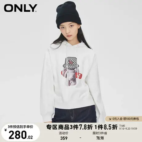 ONLY奥莱2023夏季新款时尚印花连帽落肩宽松长袖卫衣女商品大图