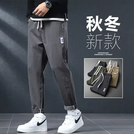 冬季2023新款男士休闲裤宽松紧腰直筒裤秋季潮牌男裤子百搭春秋款商品大图