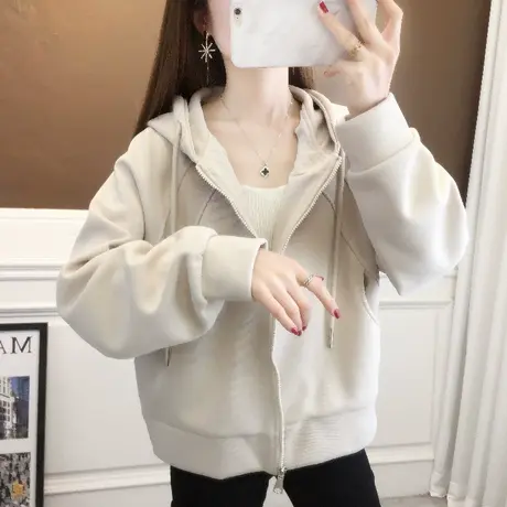 2024年新款连帽拉链开衫卫衣外套女春秋款爆款早春季休闲减龄卫衣商品大图