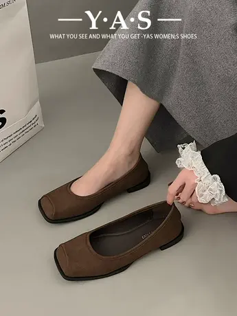 法式晚晚风温柔鞋一脚蹬浅口方头乐福鞋女2024年春季新款低跟单鞋商品大图