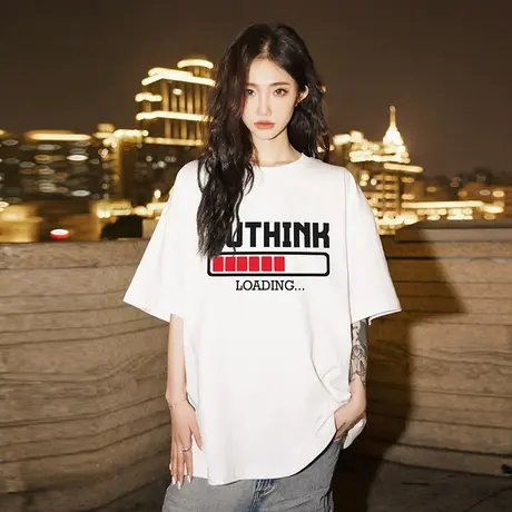 Nuthink美式潮流T恤男潮潮牌ins情侣短袖大码宽松半袖上衣夏季潮图片