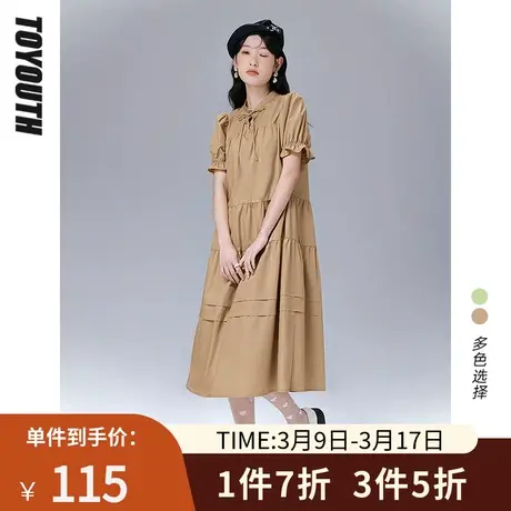 初语新款连衣裙夏季简约设计感显高层次感元气泡泡袖连衣裙图片