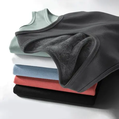 背心男士冬季内穿保暖加绒加厚运动坎肩无袖t恤打底马甲健身跨栏商品大图