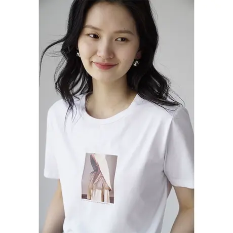 2023春夏新款超火韩版打底上衣ins女潮chic宽松简约白色短袖T恤女商品大图
