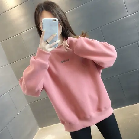 女士卫衣2023新款加绒加厚宽松韩版网红上衣女超火秋冬装时尚外套商品大图