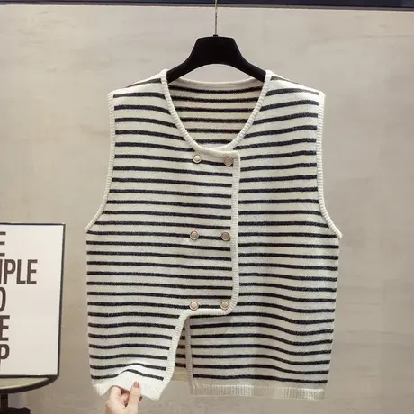 圆领针织开衫马甲背心女2023秋装新款宽松外穿马夹外搭毛衣坎肩潮图片