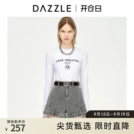 DAZZLE地素奥莱 字母印花截短T恤上衣卫衣女2D1B5061C图片