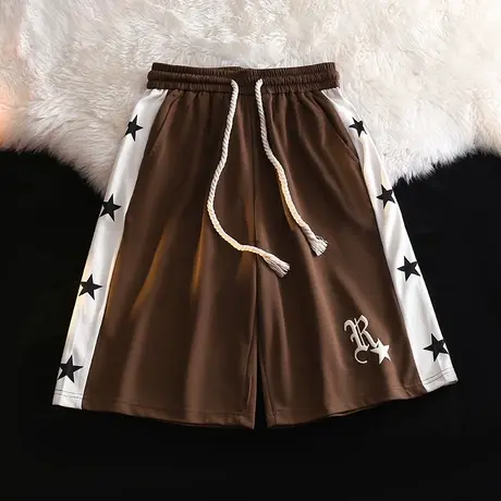 美式hiphop短裤女夏季潮牌小众设计感宽松直筒五分裤阔腿运动裤子图片