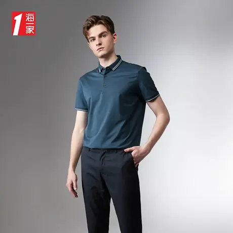 海一家舒适透气翻领短袖2023夏季新款简约品质中年男士POLO衫图片