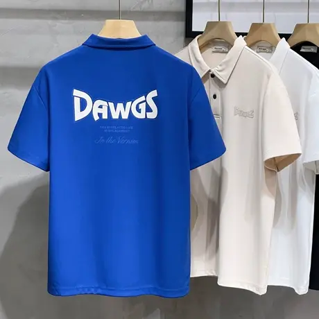 男士polo衫春夏季潮流纯色简约刺绣上衣宽松日系休闲短袖t恤衫男商品大图