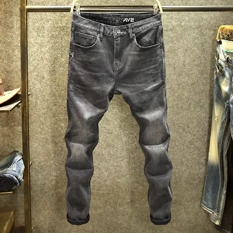 黑色弹力牛仔裤男潮牌修身裤子春季新款高街ins潮百搭小脚裤子男商品大图