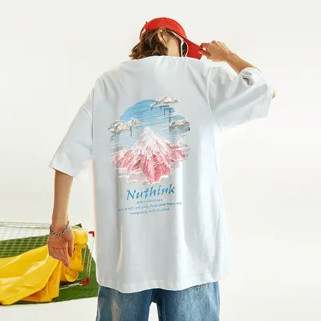 Nuthink欧美潮流小众设计短袖T恤男女同款夏季潮牌情侣装半截袖潮商品大图