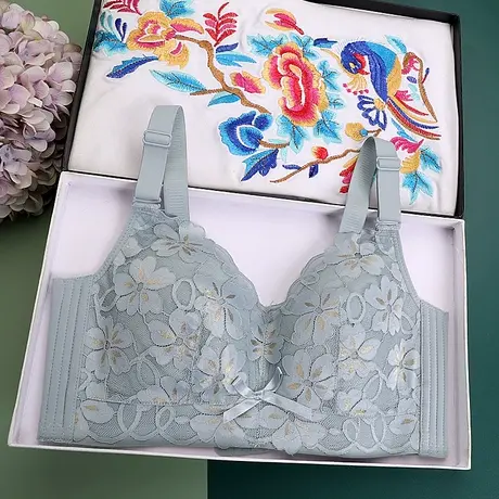 大胸显小内衣新款2022爆款无钢圈收副乳防下垂大码乳胶文胸罩薄款商品大图