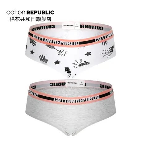 Cotton Republic/棉花共和国女棉质内裤少女三角裤性感印花2条装图片