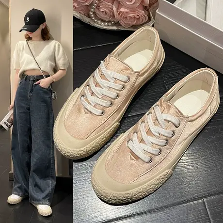 超火运动鞋女2024春季新款帆布鞋女款厚底小白鞋女鞋百搭休闲鞋子商品大图