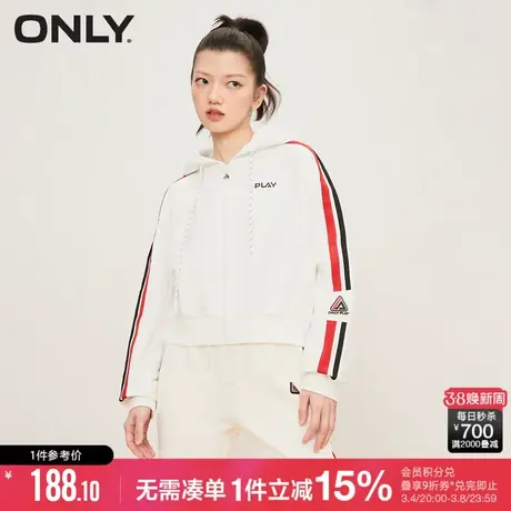 ONLY冬季运动连帽落肩短款开衫卫衣女|12319R004商品大图