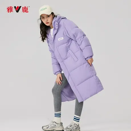 雅鹿羽绒服女显瘦中长款小个子反季过膝外套少女修身韩版时尚保暖商品大图