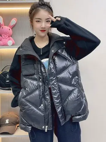 羽绒棉马甲女短款2023新款秋冬韩版宽松百搭立领背心坎肩马夹外套图片