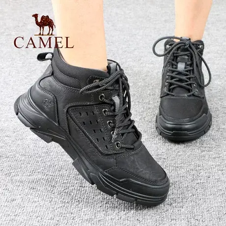 Camel/骆驼男鞋秋冬季新款保暖高帮系带防滑旅游户外休闲爸爸鞋子商品大图