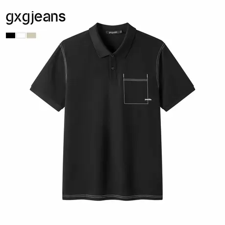 gxg.jeans男装 多色明线简约商务通勤翻领短袖polo衫男 25夏新品图片