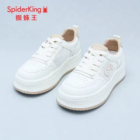 SPIDER KING/蜘蛛王休闲板鞋女真皮2025夏商场新款网面小白鞋透气商品大图
