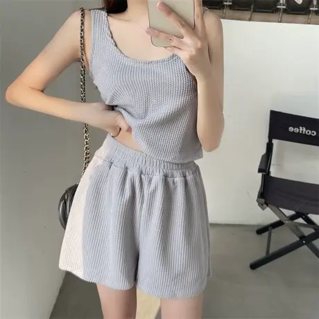 睡衣女夏季网红风夏天小个子可爱吊带背心短裤两件套装学生家居服图片