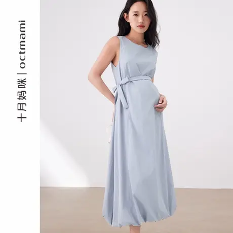 十月妈咪孕妇花苞无袖连衣裙2025新款夏季薄款宽松中长款裙子夏装商品大图