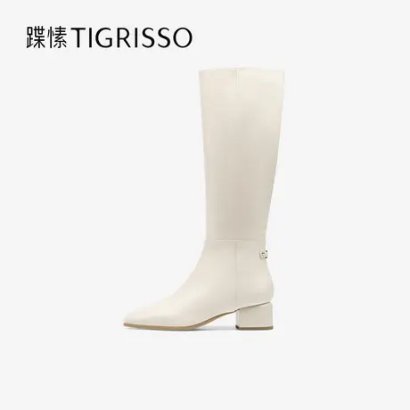 小奶皮|蹀愫冬季粗跟增高宽筒易穿脱骑士长靴TA54706-12图片