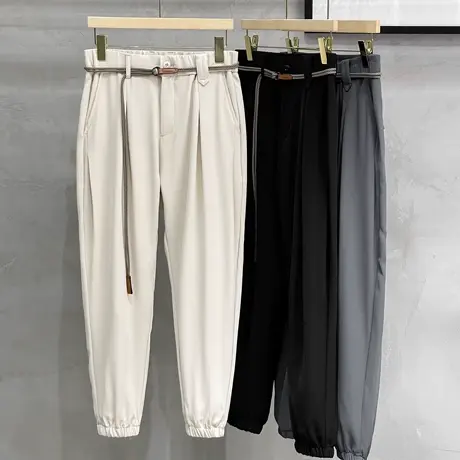 哈伦裤男束脚运动裤垂感九分裤男宽松潮流日系高端休闲裤男士直筒图片
