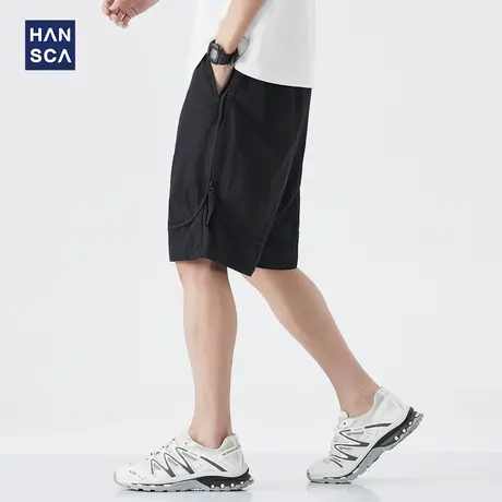 hansca宽松耐磨休闲短裤男2025年夏季轻薄透气速干户外工装五分裤图片