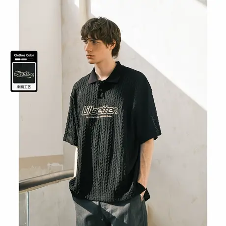Lilbetter肌理短袖男polo衫2025夏季高级感五分袖美式半袖翻领潮商品大图