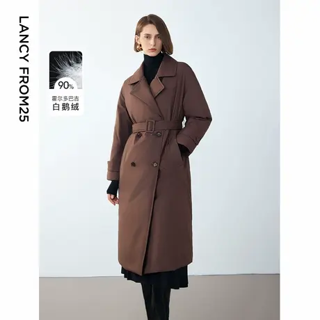 朗姿霍尔多巴吉白鹅绒风衣羽绒服女2024年冬季新款设计感小众外套商品大图